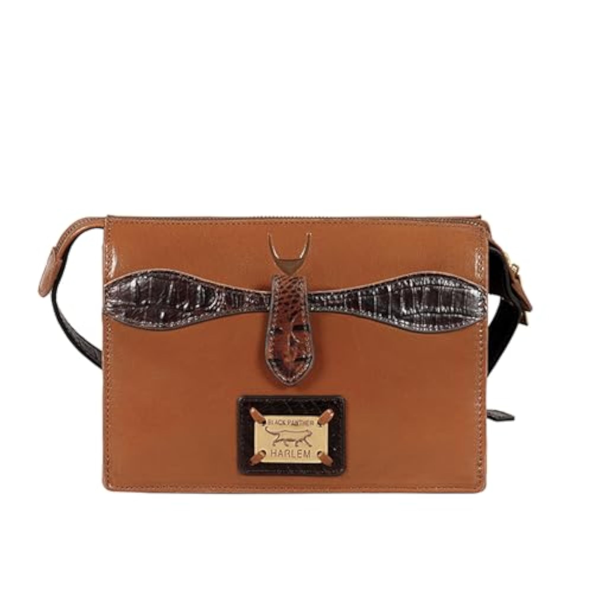 Genuine Leather Women's Sling Bag in Tangerine & Dark Brown